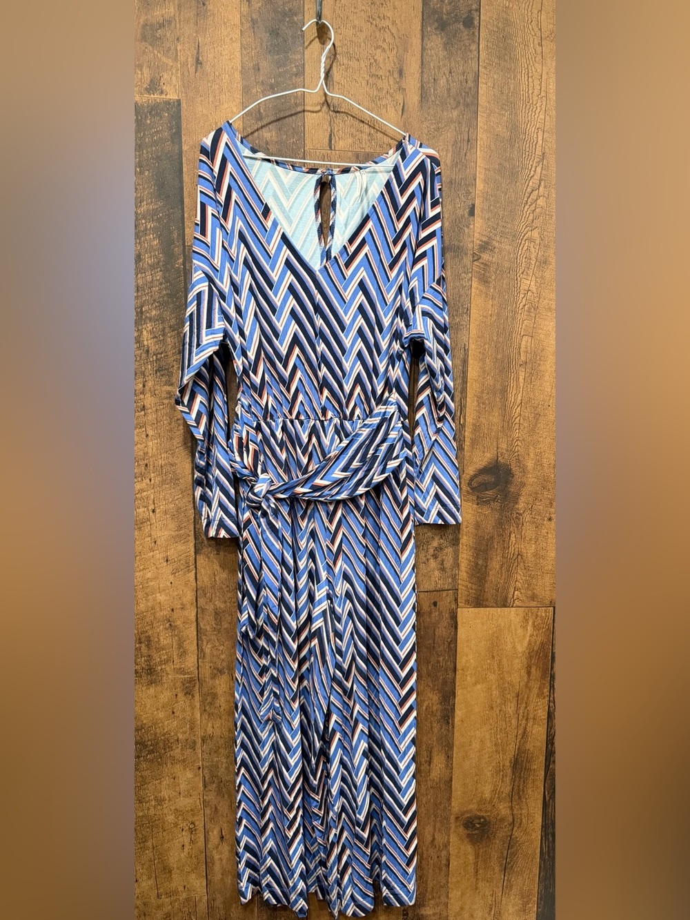 Anthropologie "Breezy" chevron print wide-leg jumpsuit medium EUC - Picture 2 of 8